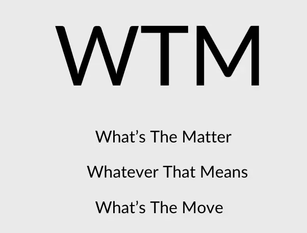 WTM Meaning What’s The Matter Whatever That Means What’s The Move