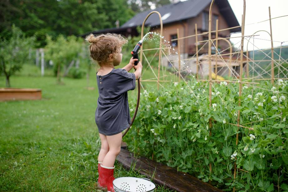 a little girl in the garden