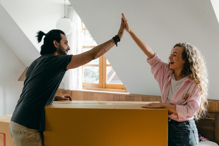 couple relocate in new apartment
