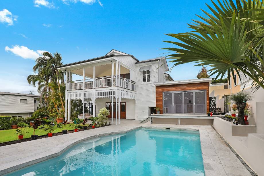 a house with a swimming pool