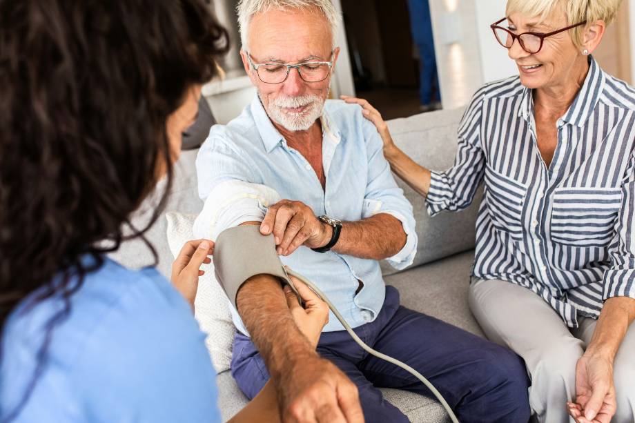 Nurse check blood pressure