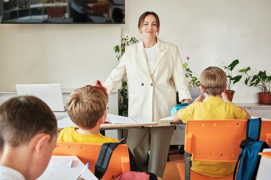 a teacher with students