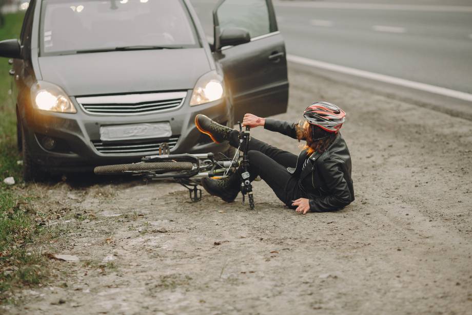 a woman in bicycle accident