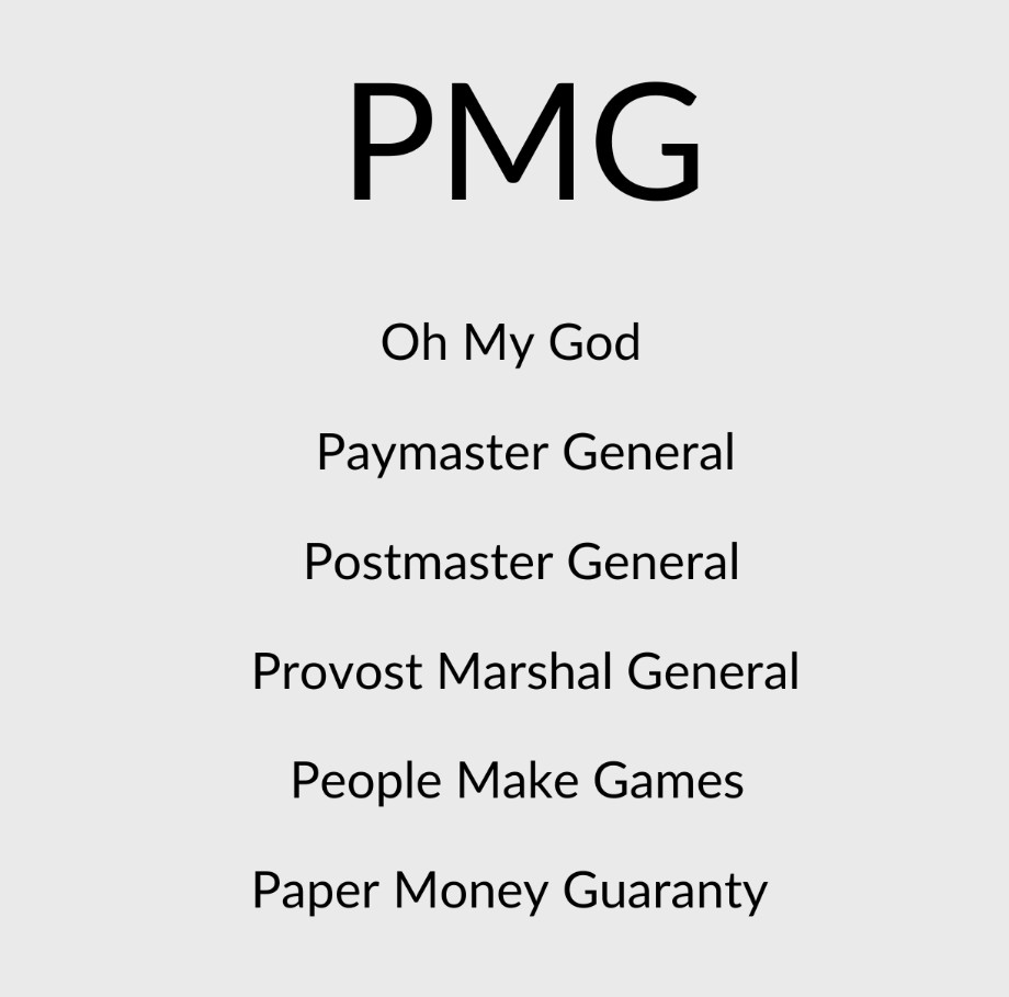 PMG meaning in text
