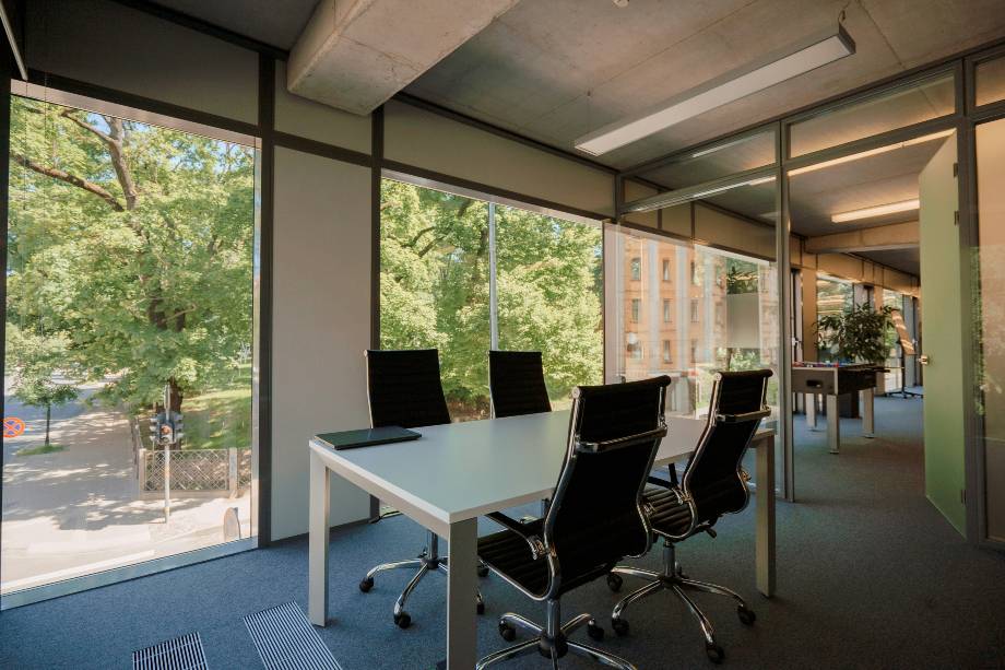a desk in a modern home office